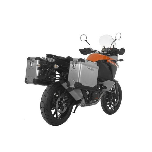 Комплект: бічні алюмінієві кофри срібні Zega Pro + чорні кріплення Touratech KTM 1050 Adventure/ 1090 Adventure/ 1290 Super Adventure (-20)/1190 Adventure/R (31+38L)
