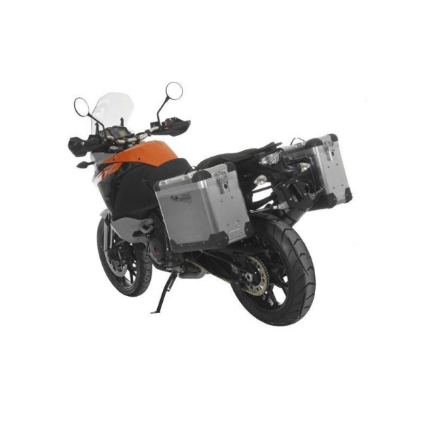 Комплект: бічні алюмінієві кофри срібні Zega Pro + чорні кріплення Touratech KTM 1050 Adventure/ 1090 Adventure/ 1290 Super Adventure (-20)/1190 Adventure/R (31+38L)