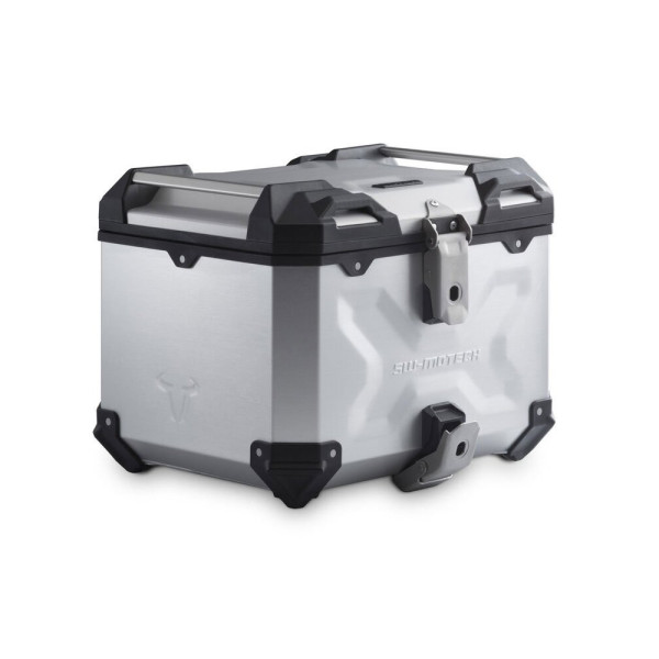 Комплект: центральний кофр срібний TRAX ADV + кріплення Adventure-rack SW-Motech Triumph Tiger 900/ GT/ Rally/ Pro (19-) / 1200 GT Explorer / Rally Explorer / Rally Pro (22-), Tiger 850 Sport (21-) об'єм: 38 L
