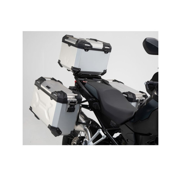 Комплект: бічні кофри + центральний кофр + кріплення TRAX ADV SW-MOTECH для мотоцикла BMW F 750/ 850 GS 18- F 850 GS Adv 20-, F 800 GS 24- срібні