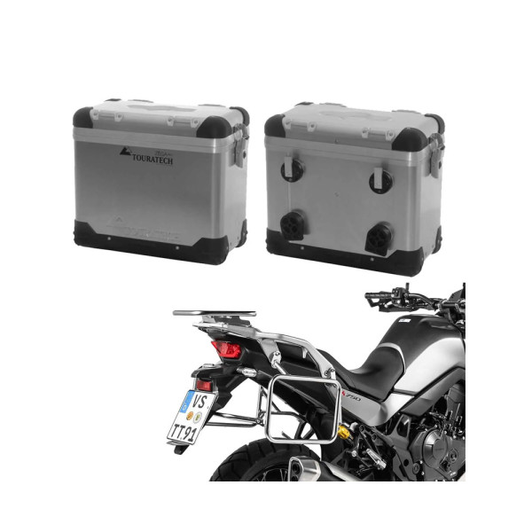 Комплект: бічні алюмінієві кофри срібні Zega Pro + кріплення Touratech Honda XL 750 Transalp (23-) об'єм: 38+38л