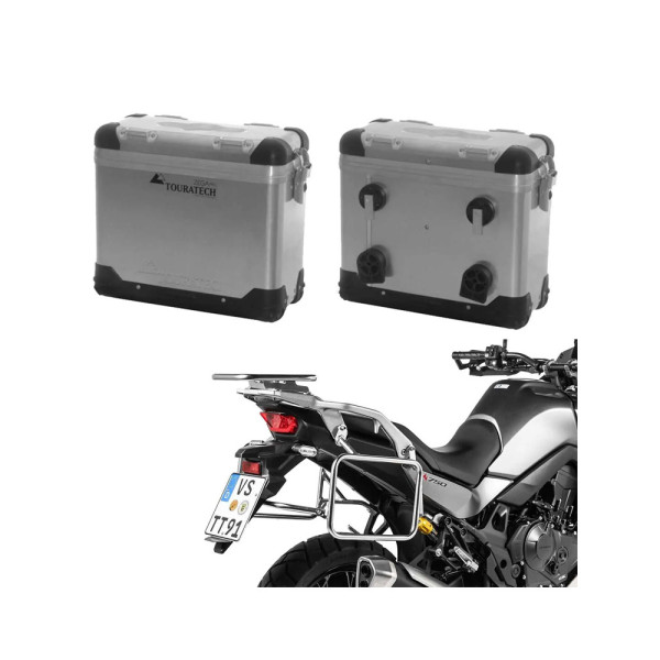 Комплект: бічні алюмінієві кофри сріблясті Zega Pro + кріплення Touratech Honda XL 750 Transalp (23-) об'єм: 31+31л