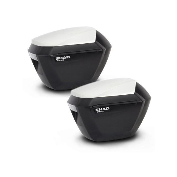 Комплект 2 бічних кофрів Shad SH23 з білою кришкою об'єм: 2 x 23 л