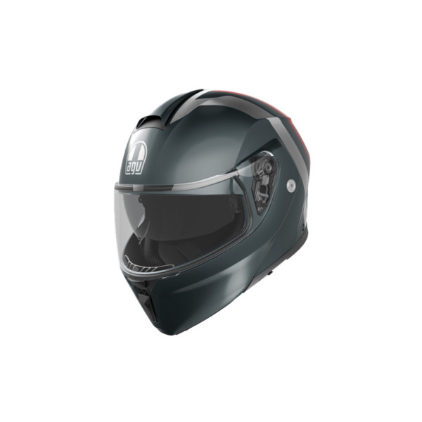 Шолом щелепний AGV Streetmodular Resia сірий-сріблястий-червоний матовий