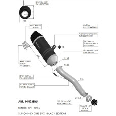 Вихлопна система LeoVince LV ONE EVO Benelli BN 302 S (19-) чорна нержавіюча сталь