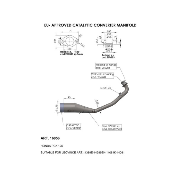 Гомологований колектор LeoVince з каталізатором до Honda PCX 125 21-22