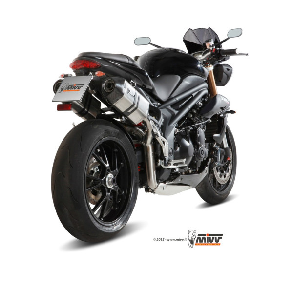 Глушники для мотоциклів Slip-On Line (Speed Edge) MIVV для Triumph Speed Triple 1050 R / S / RS (11-15) сріблясті