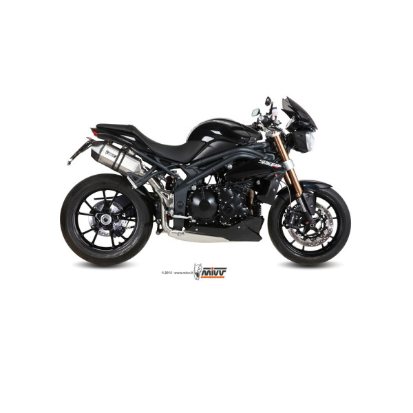 Глушники для мотоциклів Slip-On Line (Speed Edge) MIVV для Triumph Speed Triple 1050 R / S / RS (11-15) сріблясті