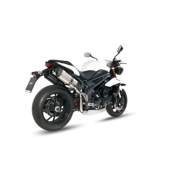Глушники мотоциклов Slip-On Line (Suono) MIVV для Triumph Speed Triple 1050 R / S / RS (11-15) сріблясті