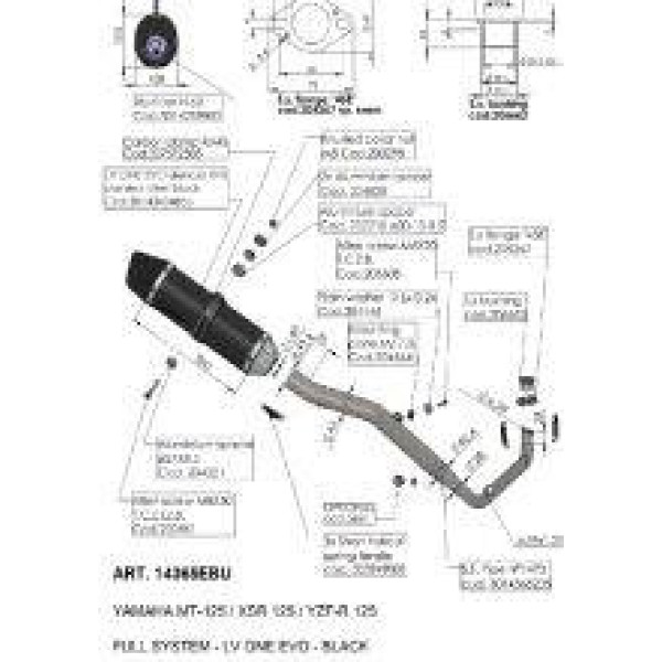 Повний вихлопний системи LeoVince LV ONE EVO Yamaha MT-125/ XSR 125/ YZF-R 125 (21-) чорний нержавіюча сталь