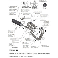 Повний вихлопний система LeoVince LV One Evo Yamaha MT-07 (21-)/ XSR 700 (21-)/ YZF-R7 (21-) чорний вуглецеве волокно
