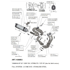 Повний вихлопний система LeoVince LV One Evo Yamaha MT-07 (21-)/ XSR 700 (21-) YZF-R7 (21-) нержавіюча сталь