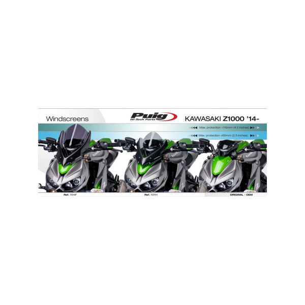 Вітрове скло PUIG Touring для Kawasaki Z1000 (14-20), Z1000R (17-21) легке затемнення