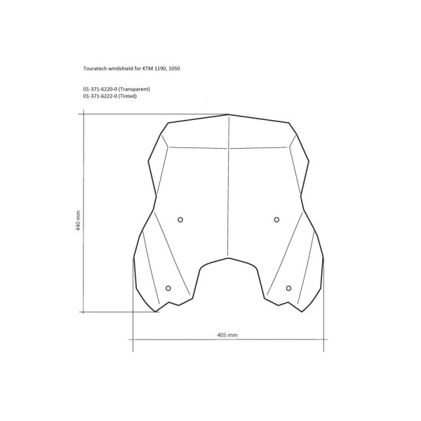Прозора мотоциклетна вітрове скло L Touratech KTM 1050 ADV/ 1090 ADV/ 1190 ADV