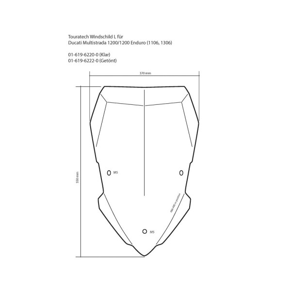 Затемнене мотоциклетне скло L Touratech Ducati Multistrada 1200 (15-18)/ 950