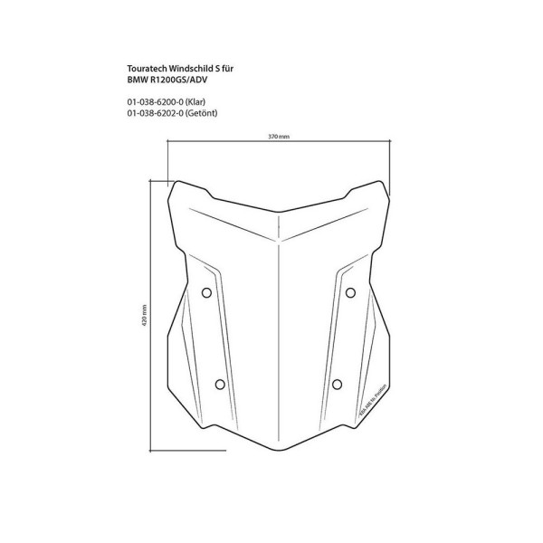 Затемнене мотоциклетне скло S Touratech BMW R1250GS/ R1250GS Adventure/ R1200GS (LC)/ R1200GS Adventure (LC)