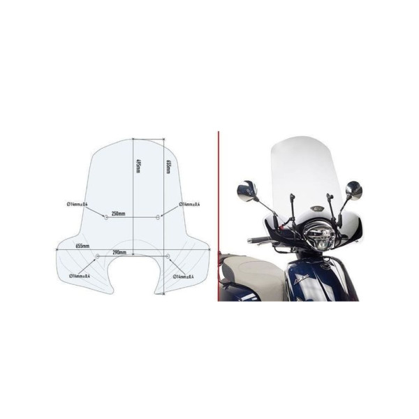 Мотоциклетний щиток Kappa Kymco Like 50/ 125/ 200i (17-) прозорий кронштейн у комплекті