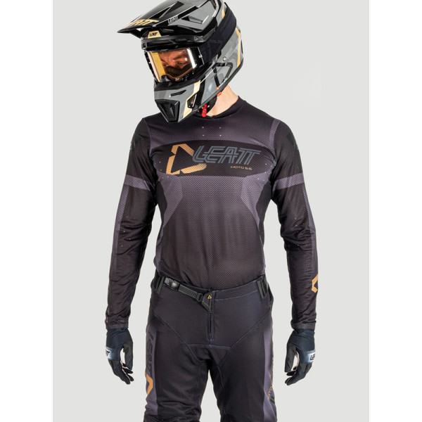 Кросова кофта Leatt Moto 5.5 UltraWeld Stealth чорна-сіра