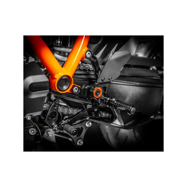 Комплект регульованих підніжків з важелями GILLES MUE2-KT01 KTM Super Duke 1290 R (20-23) чорний-червоний
