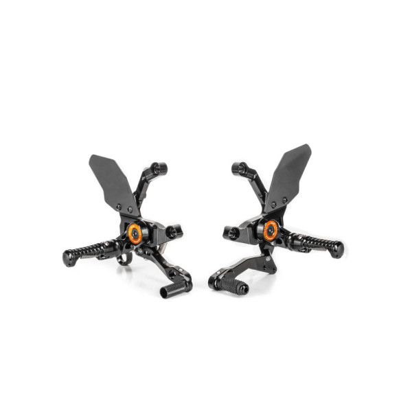 Комплект регульованих підніжків з важелями GILLES MUE2-KT01 KTM Super Duke 1290 R (20-23) чорний-червоний