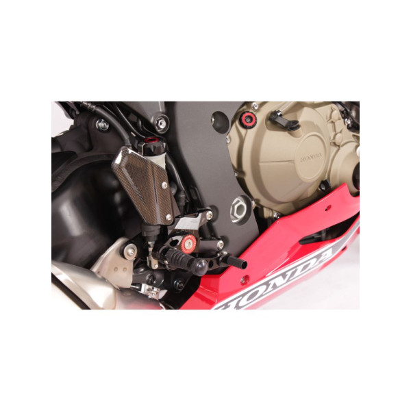 Комплект регульованих підніжків з важелями GILLES MUE2-H01 Honda CBR 1000 RR Fireblade/ SP (17-19)/ SP-2 (17-18) чорний-червоний