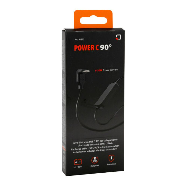 Кабель USB типу C Лампа Power C 90° з безпосереднім підключенням до акумулятора 12/ 24V