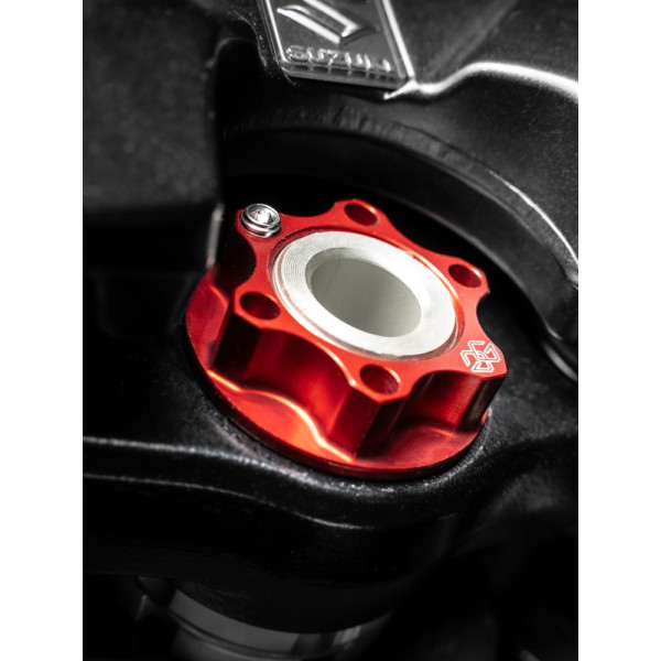 Гайка штока мотоциклетної вилки GILLES M28X1 ACMA-28-10 BMW/ Indian/ Kawasaki/ Suzuki/ Yamaha (обрані моделі) алюмінієва червона