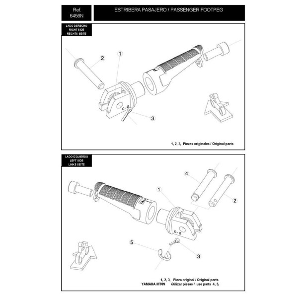 Кріплення спортивних підніжок PUIG до Honda CB1100 / Yamaha FJR 1300 A/S / FZ6/Fazer/S2 / MT-07/Tracer / MT-09/Tracer / XSR 700/900 / XJ6 Diversion/F/ Niken (для водія)