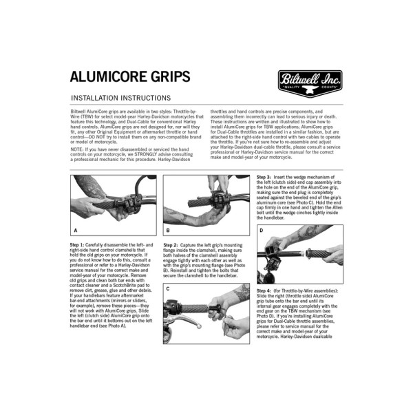 Манетки Biltwell AlumiCore Dual Cable для кермів діаметром 25.4 мм чорні
