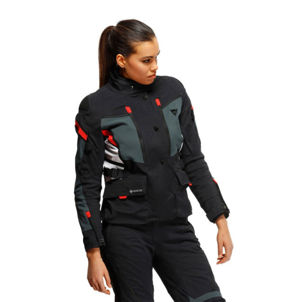 Жіноча текстильна мотоциклетна куртка Dainese Carve Master 3 Gore-Tex чорна-сіра-червона