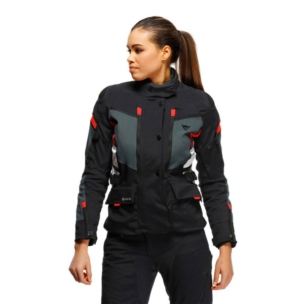 Жіноча текстильна мотоциклетна куртка Dainese Carve Master 3 Gore-Tex чорна-сіра-червона