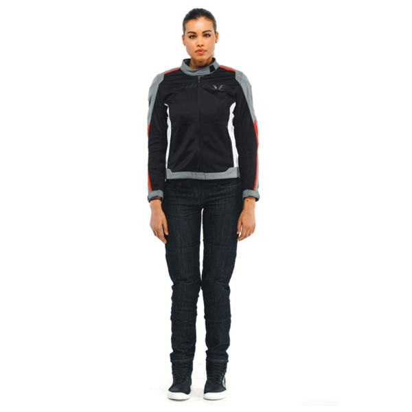 Жіноча текстильна мотоциклетна куртка Dainese Hydraflux 2 Air D-Dry чорна-сіра-червона