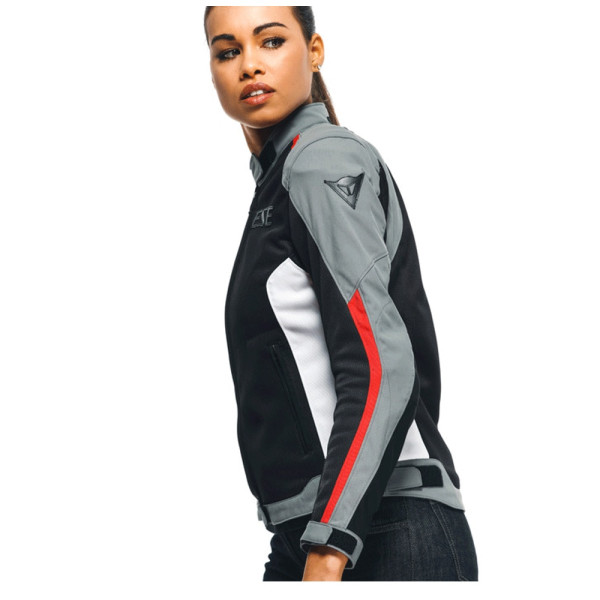 Жіноча текстильна мотоциклетна куртка Dainese Hydraflux 2 Air D-Dry чорна-сіра-червона