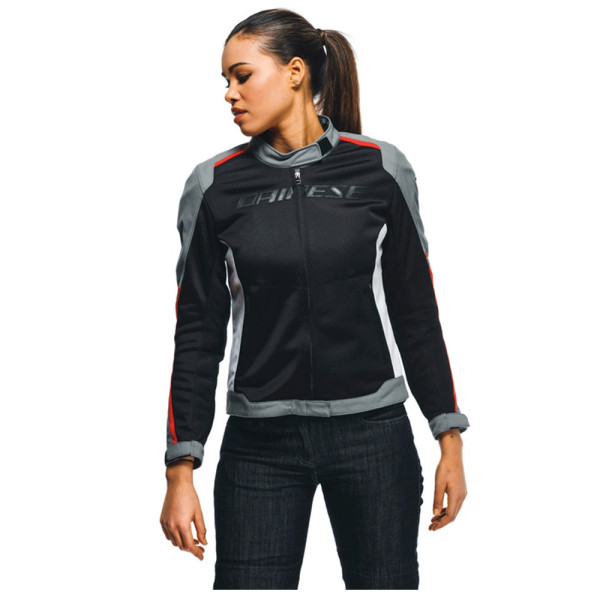 Жіноча текстильна мотоциклетна куртка Dainese Hydraflux 2 Air D-Dry чорна-сіра-червона