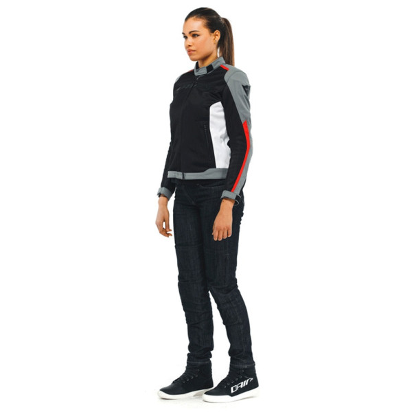 Жіноча текстильна мотоциклетна куртка Dainese Hydraflux 2 Air D-Dry чорна-сіра-червона