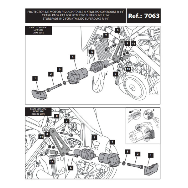Краш-пади PUIG для KTM 1290 Superduke R (14-19), 1290 Superduke GT (16-) (чорні)