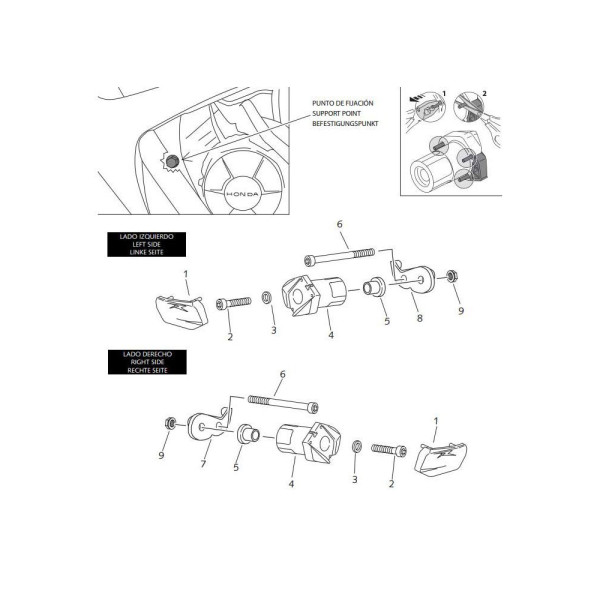 Краш-пади PUIG для Honda CBR600RR 07-08 (чорні)