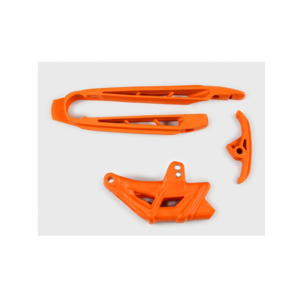 Комплект слайдер+направляюча ланцюга UFO для KTM SX 125/250, XS-F 250/450 (07-10), SX 144/150, EXC 125/200/250/300, EXC-F 450 (08-10) помаранчевий