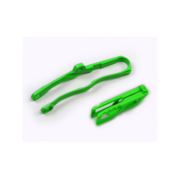 Комплект слайдер+направляюча ланцюга UFO для Kawasaki KXF 250 (21-), KXF 450 (19-21) зелений