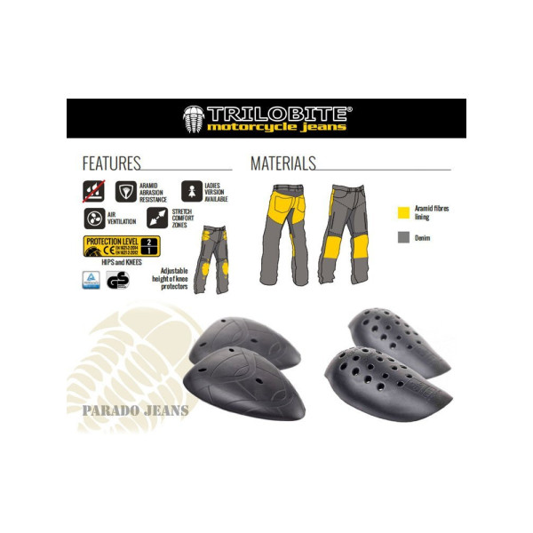 Джинсові мотоциклетні штани TRILOBITE Parado Slim Fit темно-сині