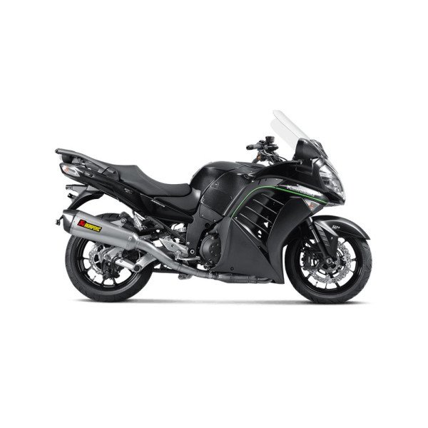 Глушник мотоцикловий Akrapović для Kawasaki 1400 GTR 08-17, Concours 14 08-17 Slip-On Line, Титан + Вуглецеве волокно
