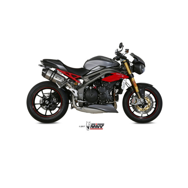 Глушники мотоциклов Slip-On Line (Speed Edge) MIVV для Triumph Speed Triple 1050 R / S / RS (16-17) срібні