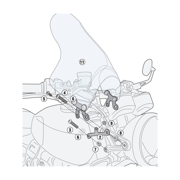 Мотоциклетний щиток GIVI Універсальний 29,5 X 32,5 см / для Triumpha Speed Twin 1200 (19-20) затемнений універсальне кріплення та A6417A в комплекті