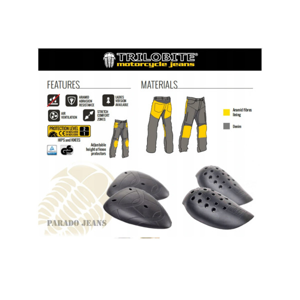 Джинсові мотоциклетні штани TRILOBITE Parado Slim Fit темно-сині