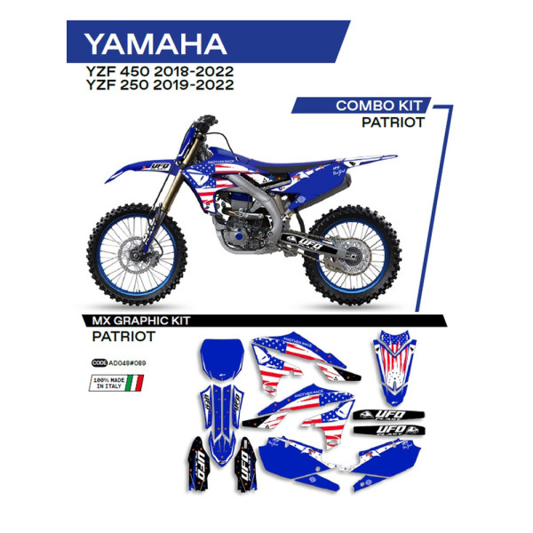 Комплект наклейок UFO Patriot для Yamaha YZF 250 (19-), YZF 450 (18-) синій