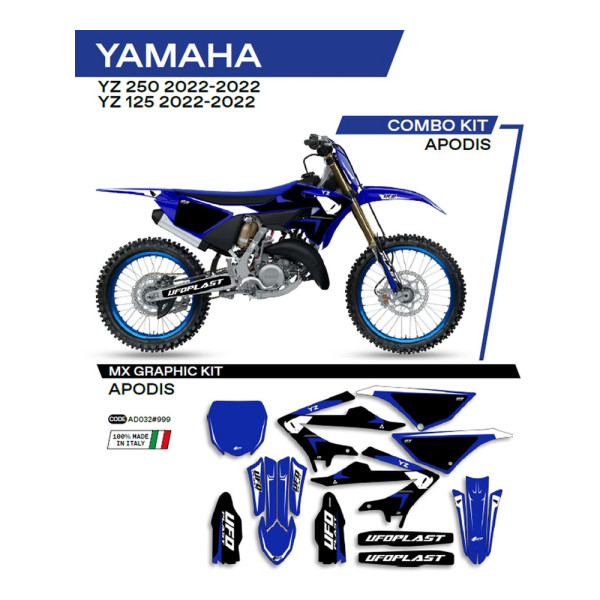 Комплект наклейок UFO Apodis для Yamaha YZ 125/250 (22-) синьо-біло-чорний