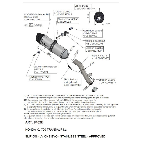Глушник мотоцикла LeoVince LV ONE EVO для Hondy XL 700 V Transalp (08-13) нержавіюча сталь