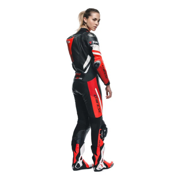 Костюм мотоциклетний одночастинний жіночий Dainese Misano 3 D-Air з подушкою повітряною версія перфорована чорний-червоний-білий