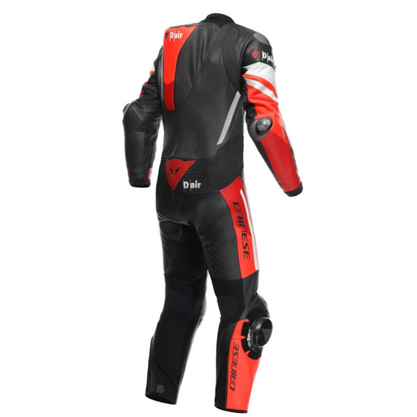 Мотоциклетний комбінезон одночастинний Dainese Misano 3 D-Air з повітряною подушкою перфорована версія чорний-червоний-білий