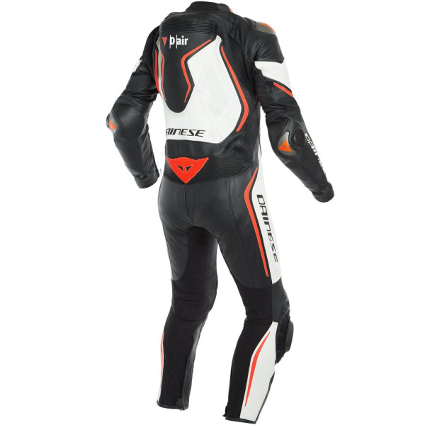 Мотоцикловий комбінезон одночастинний Dainese Misano 2 D-Air® з повітряною подушкою чорний-біло-червоний